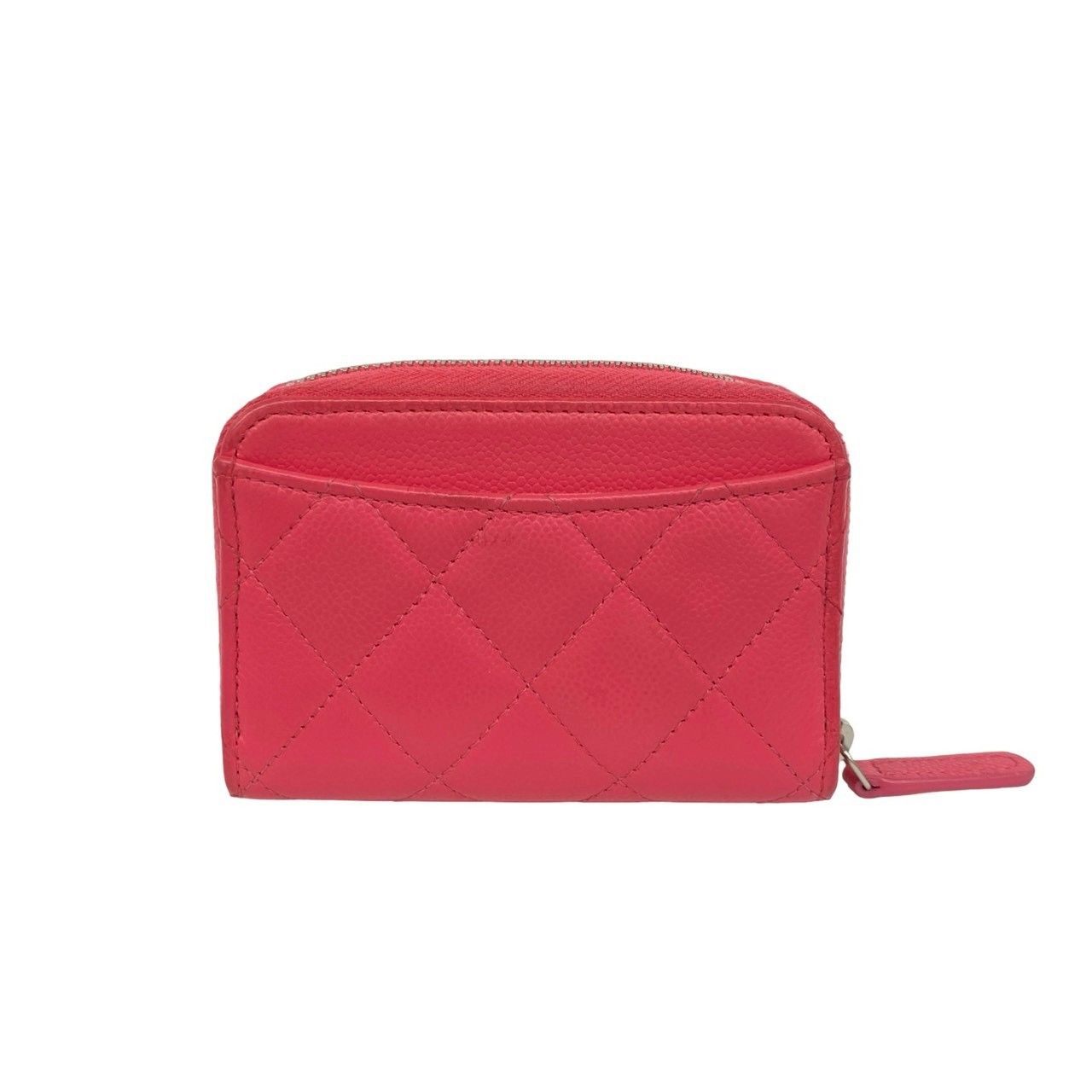 Chanel Quilted CC Logo Caviar Leather Round Zip Coin Case Pink — view 2