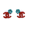 Chanel CC Logo Earrings 04 Rhinestone Flower