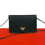 Saint Laurent YSL Logo Leather Shoulder Bag Pochette Crossbody Black
