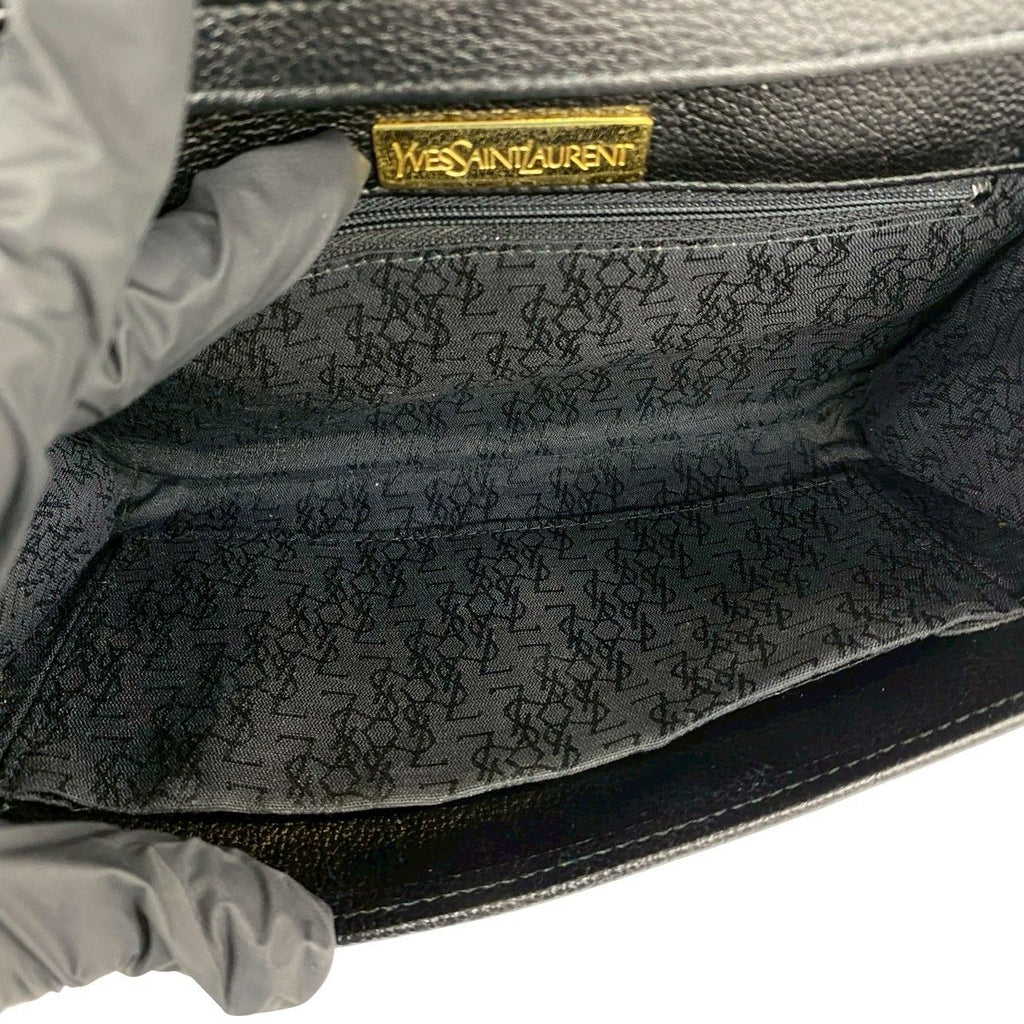 Saint Laurent YSL Logo Leather Shoulder Bag Pochette Crossbody Black — view 9