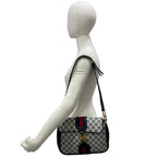 Gucci Vintage Sherry Line GG Logo Pattern Leather Shoulder Bag Pochette Navy — view 2