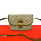 Dior Vintage Honeycomb Pattern Logo Leather Mini Shoulder Bag Pochette Brown