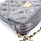 Chanel Chane Trasse Patent Leather Chain Shoulder Bag Black Gold — view 8