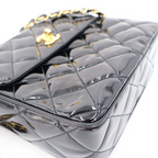 Chanel Chane Trasse Patent Leather Chain Shoulder Bag Black Gold — view 7