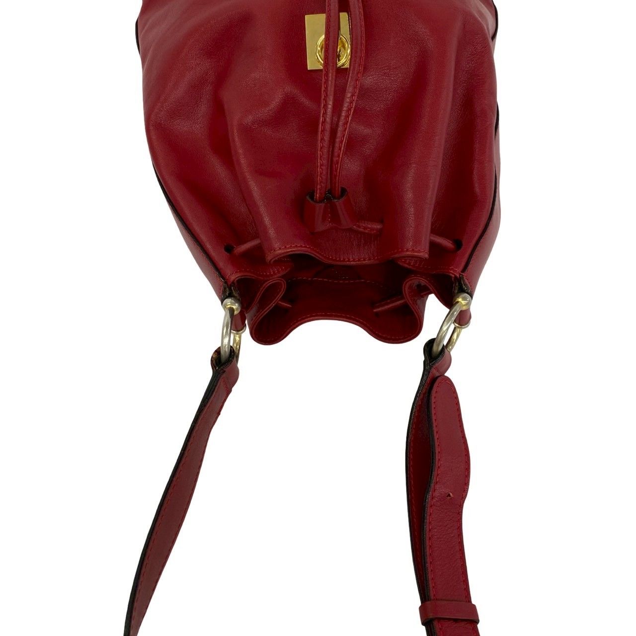 Celine Vintage Ring Logo Leather Shoulder Bag Tote Drawstring — view 4