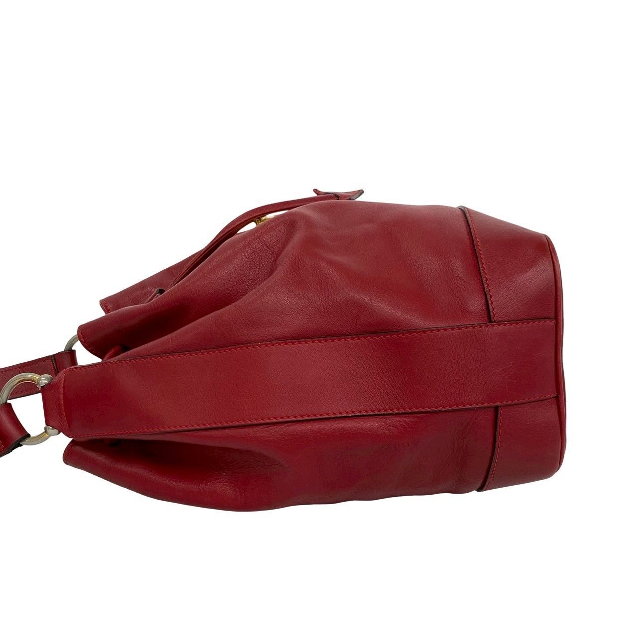Celine Vintage Ring Logo Leather Shoulder Bag Tote Drawstring — view 5