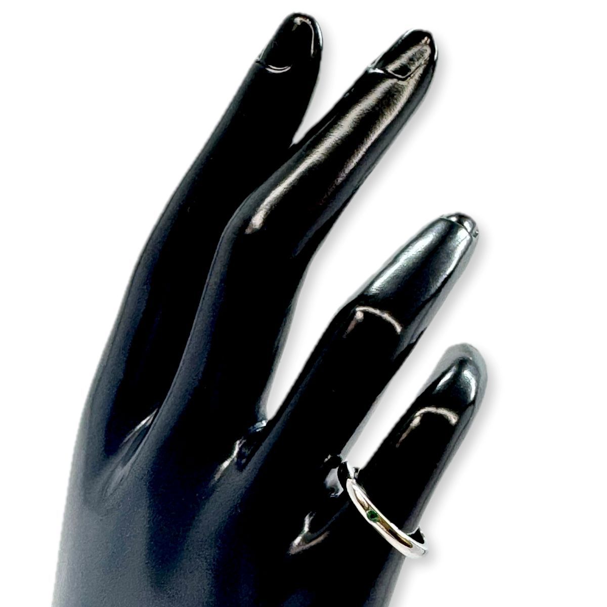 Tiffany & Co Elsa Peretti Stacking Band Ring 925 Sterling Silver Emerald — view 6
