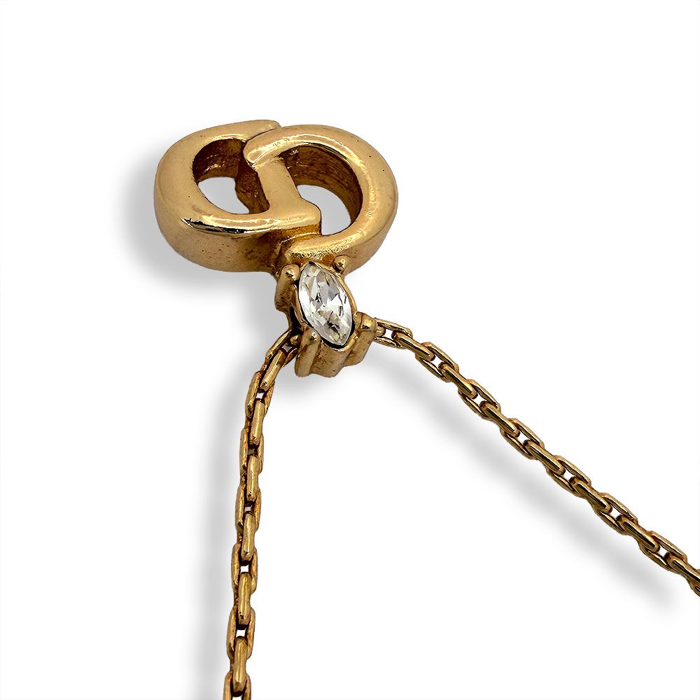 Dior Rhinestone CD Logo Necklace — view 2