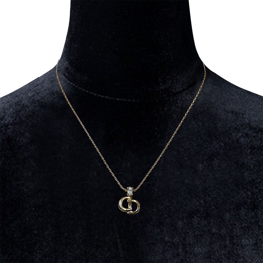 Dior Rhinestone CD Logo Necklace — view 7