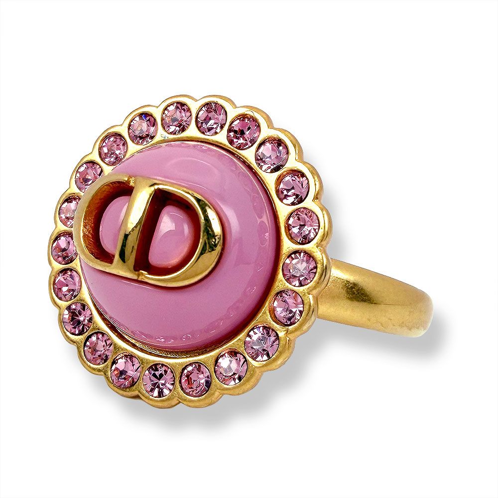 Dior Rhinestone CD Logo Ring — view 3