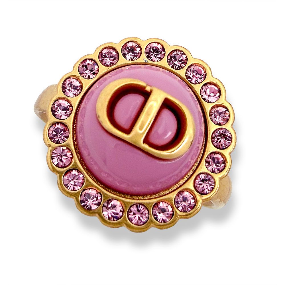Dior Rhinestone CD Logo Ring