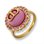 Dior Rhinestone CD Logo Ring — view 2