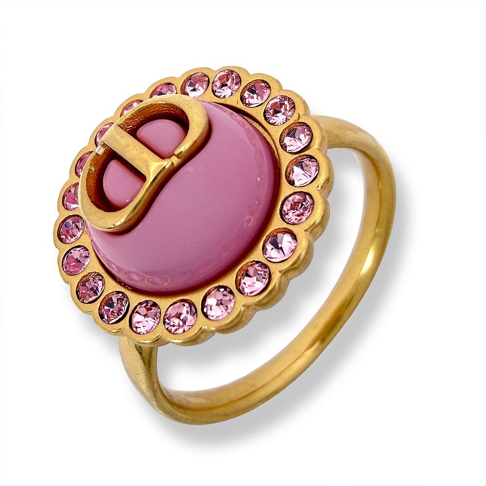 Dior Rhinestone CD Logo Ring — view 2