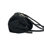 Prada Triangle Logo Leather Tessuto Shoulder Bag Black — view 6