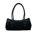 Prada Triangle Logo Leather Tessuto Shoulder Bag Black — view 3