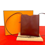 Hermes Box Omenito Leather Mini Shoulder Bag Pochette Crossbody Rouge