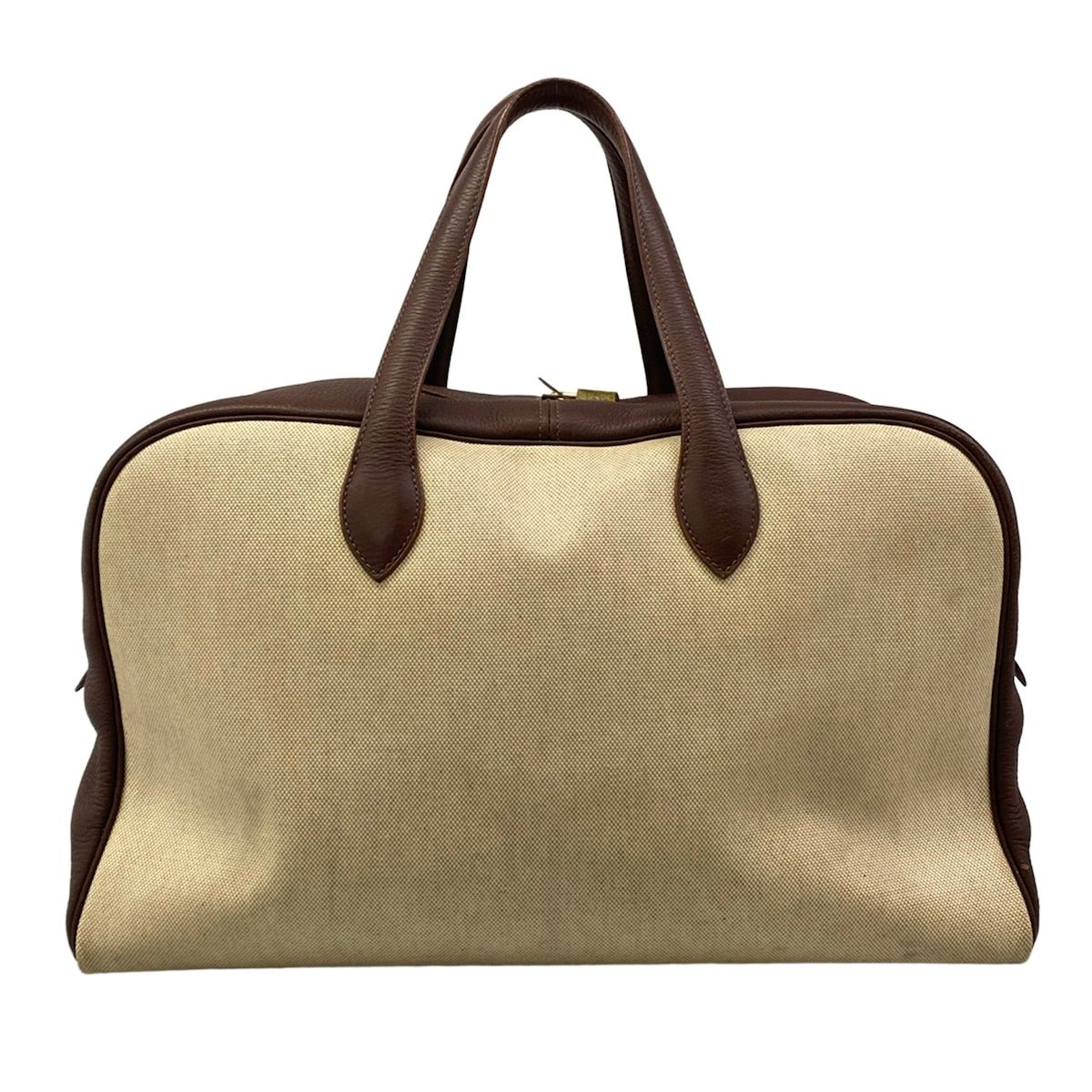 Hermes Handbag Victoria 43 Beige Dark Brown Gold — view 3