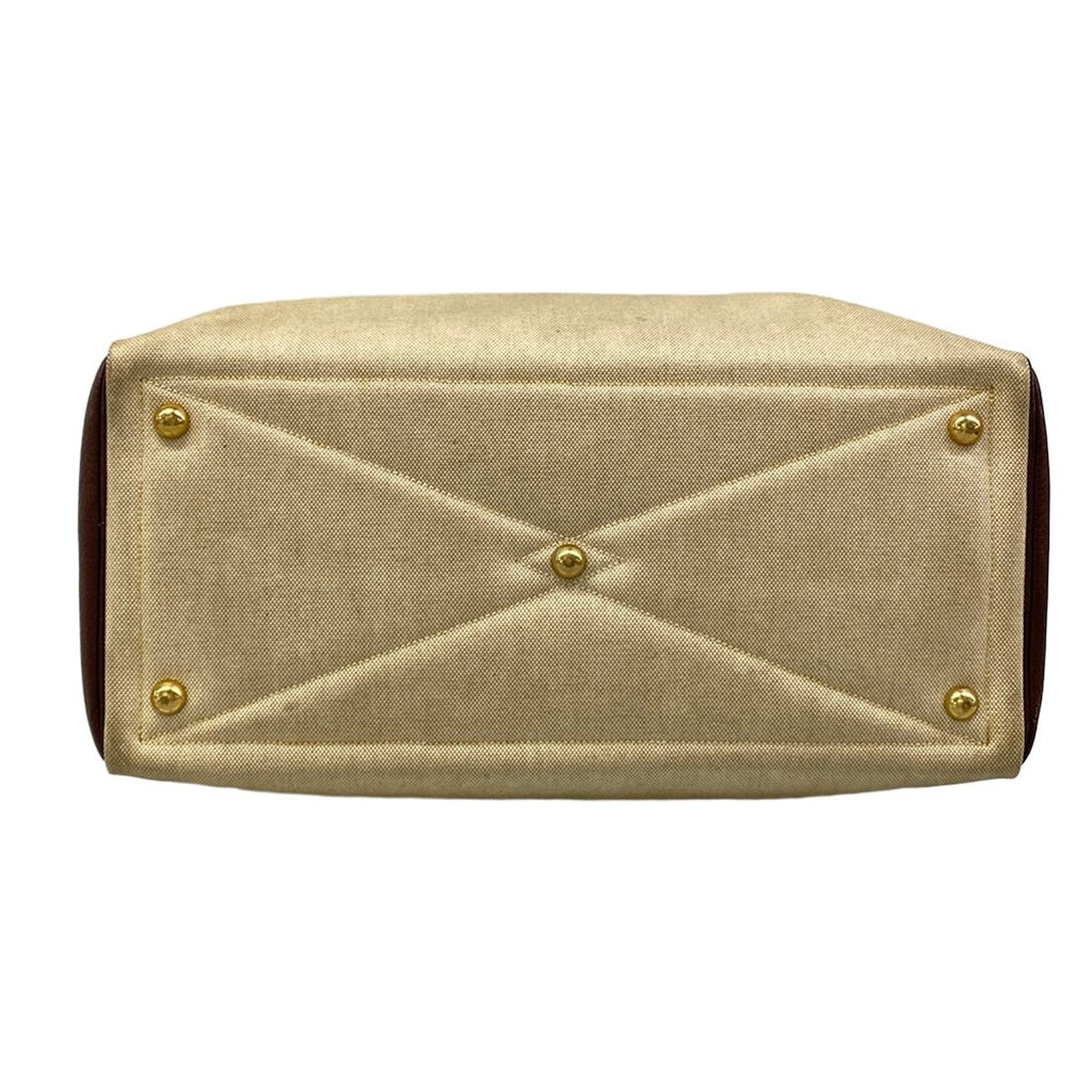 Hermes Handbag Victoria 43 Beige Dark Brown Gold — view 5