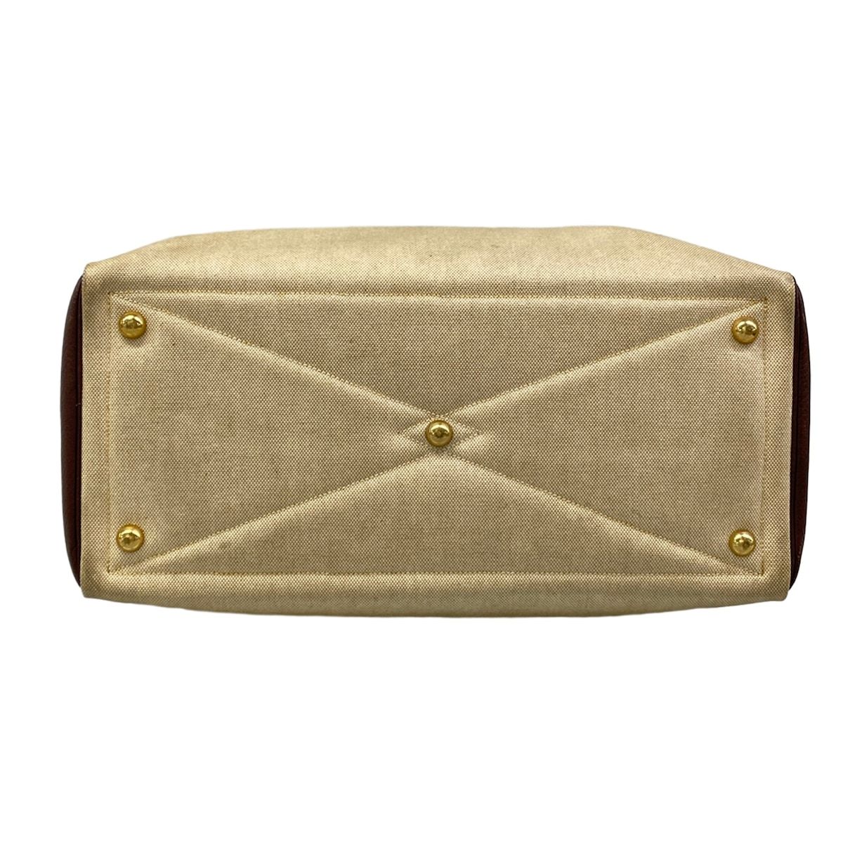 Hermes Handbag Victoria 43 Beige Dark Brown Gold — view 5