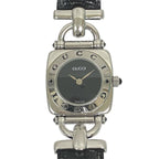 Gucci Watch Stainless Steel Leather Quartz Black Dial