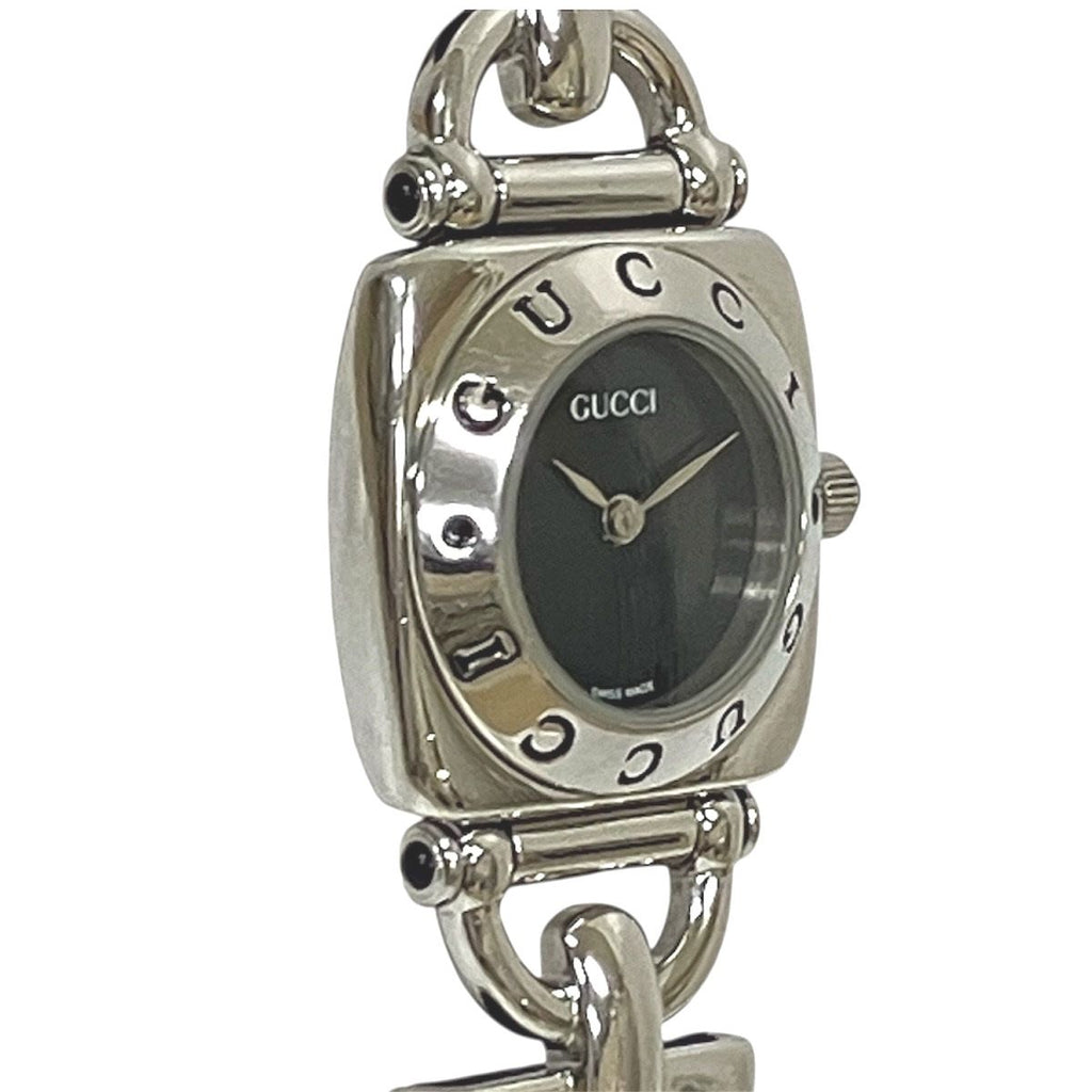 Gucci Watch Stainless Steel Leather Quartz Black Dial — view 4