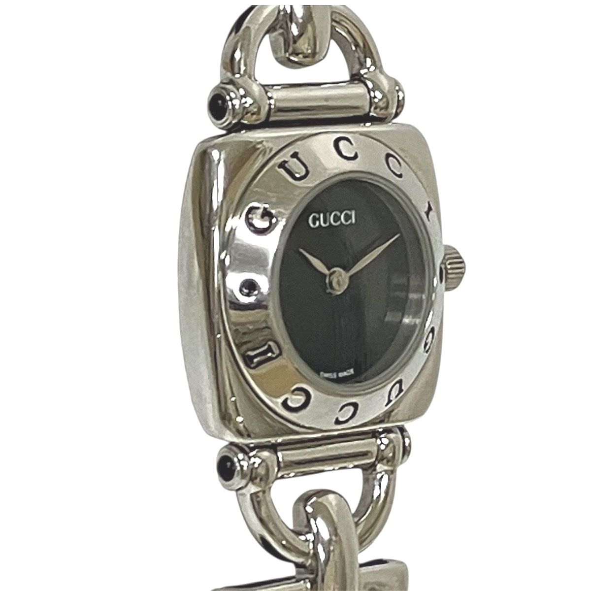 Gucci Watch Stainless Steel Leather Quartz Black Dial — view 4