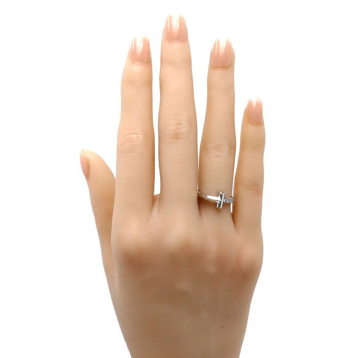 Tiffany & Co 18k White Gold T One Diamond Ring — view 7