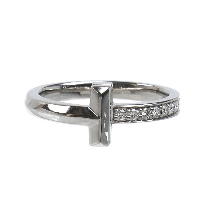 Tiffany & Co 18k White Gold T One Diamond Ring — view 3