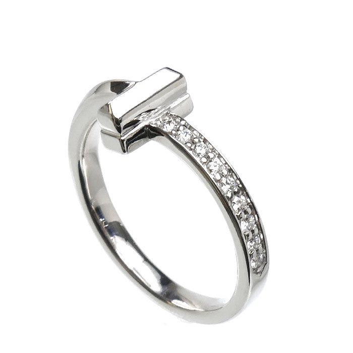 Tiffany & Co 18k White Gold T One Diamond Ring — view 2