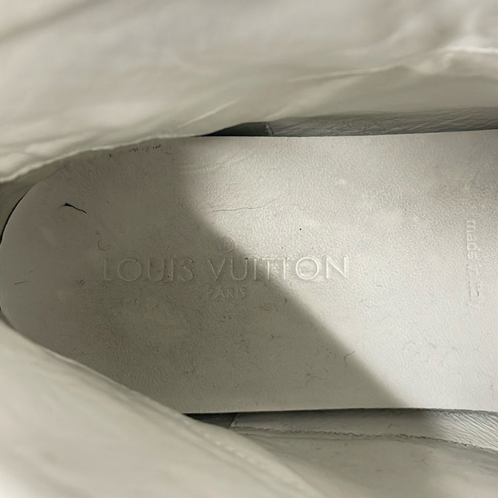 Louis Vuitton Sneakers 9 Gray Yellow Multi High Cut Cotton Leather — view 5