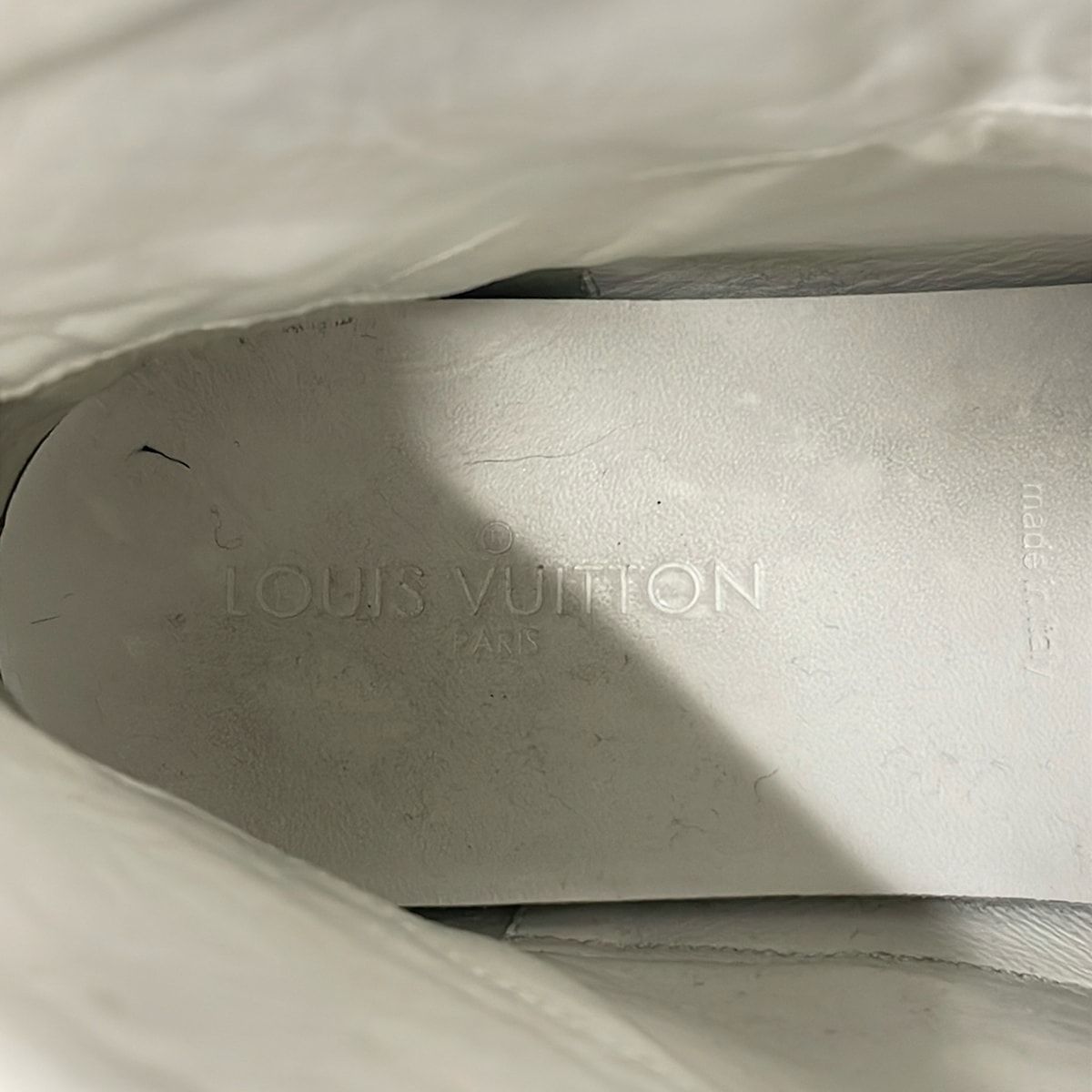 Louis Vuitton Sneakers 9 Gray Yellow Multi High Cut Cotton Leather — view 5