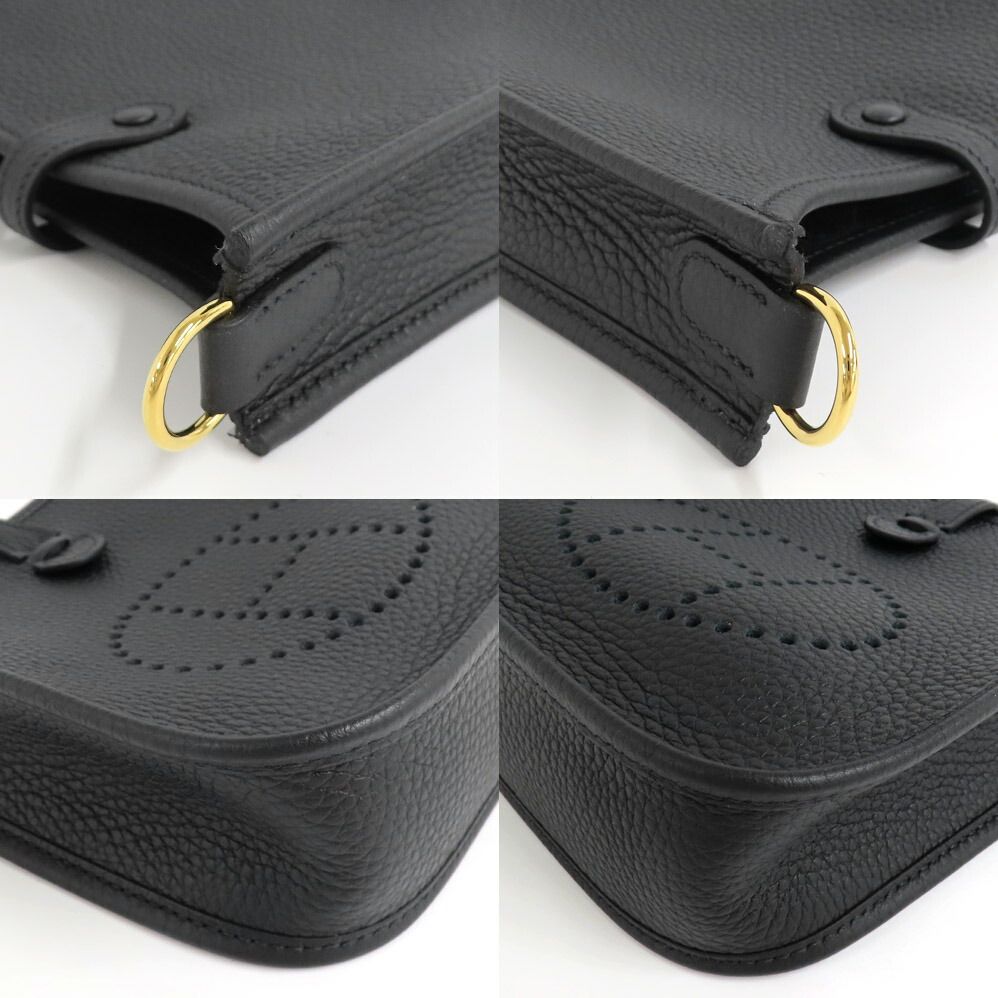 Hermes Evelyne TPM 16 Amazon Black Taurillon Clemence Gold Shoulder — view 9