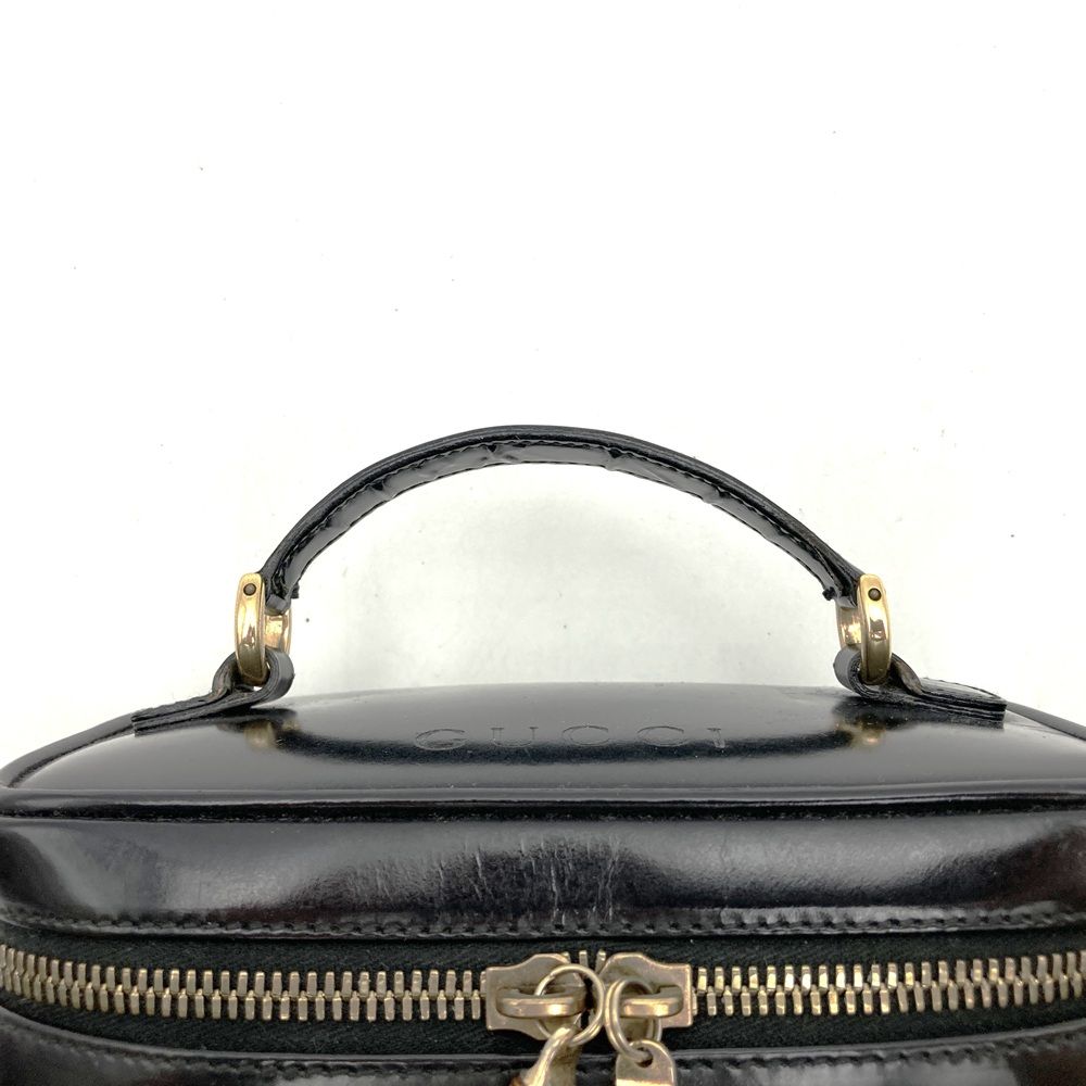 Gucci Bamboo Pouch Inventory Makeup Box Vanity Back Patent Leather Black — view 5
