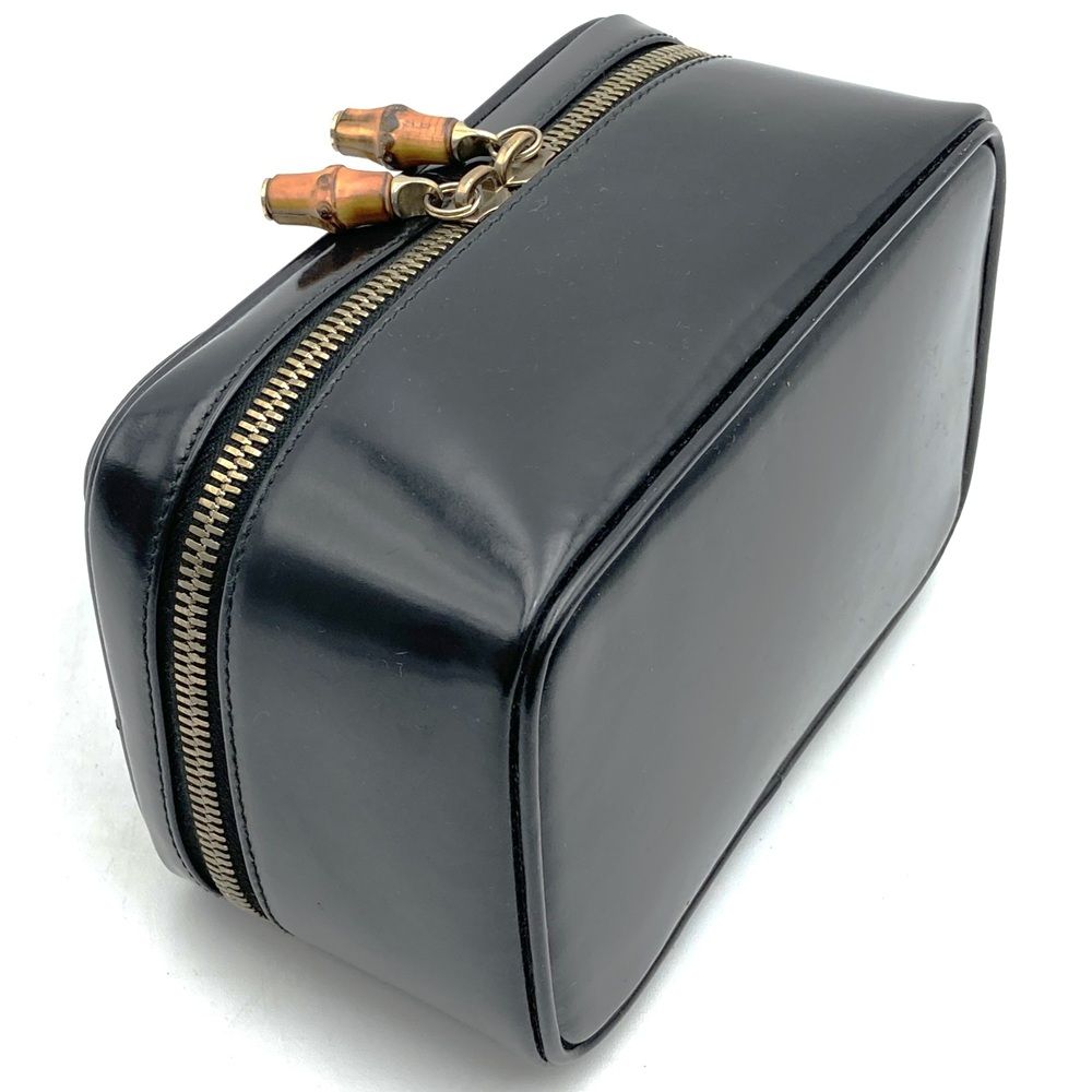 Gucci Bamboo Pouch Inventory Makeup Box Vanity Back Patent Leather Black — view 4