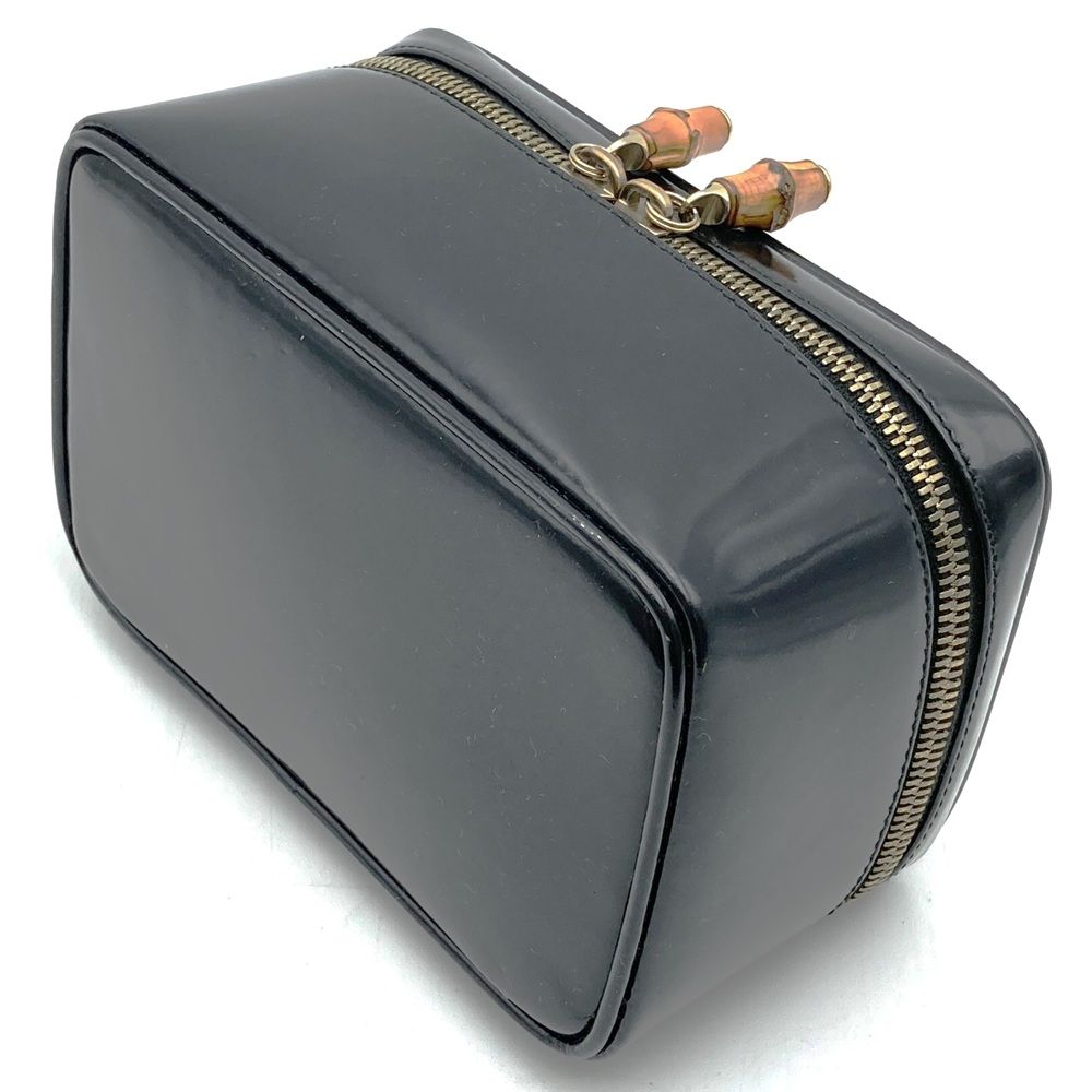 Gucci Bamboo Pouch Inventory Makeup Box Vanity Back Patent Leather Black — view 3