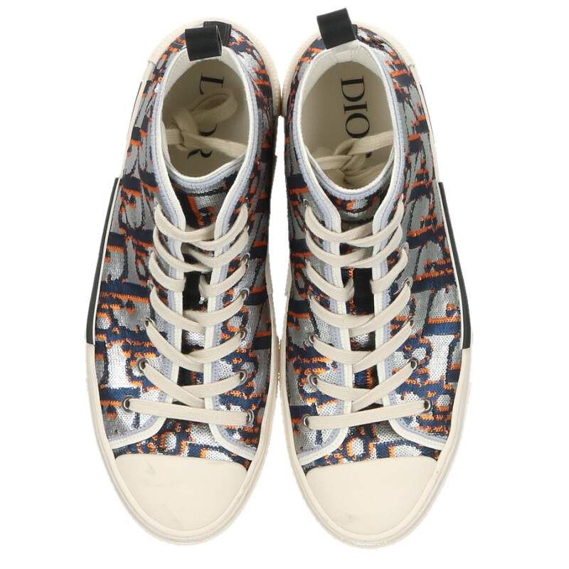 Dior Sequin Oblique Allover Pattern High Cut Sneakers — view 4