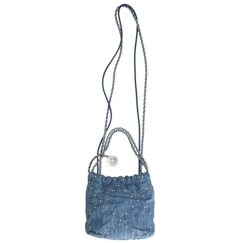 Chanel 22 Mini Denim Studded Chain Shoulder — view 2