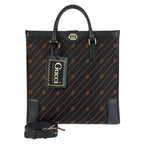 Gucci Interlocking Black Canvas Leather Business Tote Shoulder Bag 2-Way