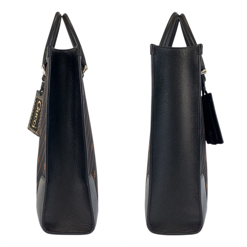 Gucci Interlocking Black Canvas Leather Business Tote Shoulder Bag 2-Way — view 6