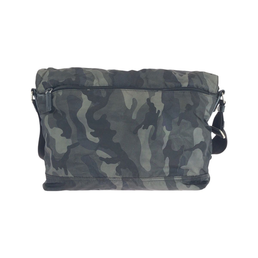 Prada Tessuto Khaki Black Nylon Leather Shoulder — view 2