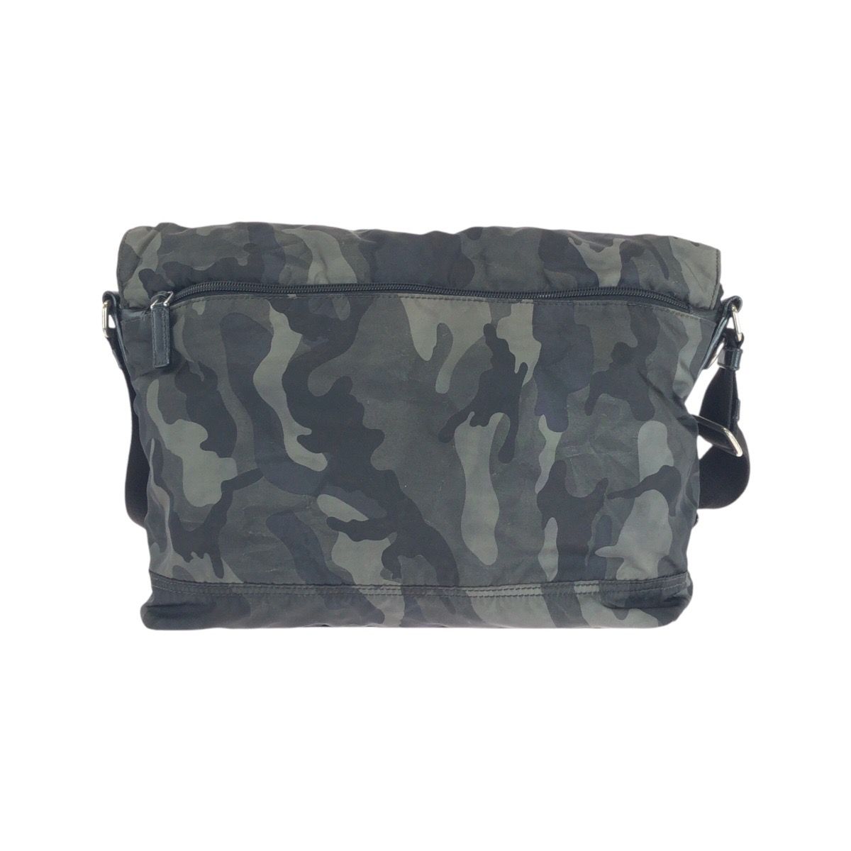 Prada Tessuto Khaki Black Nylon Leather Shoulder — view 2