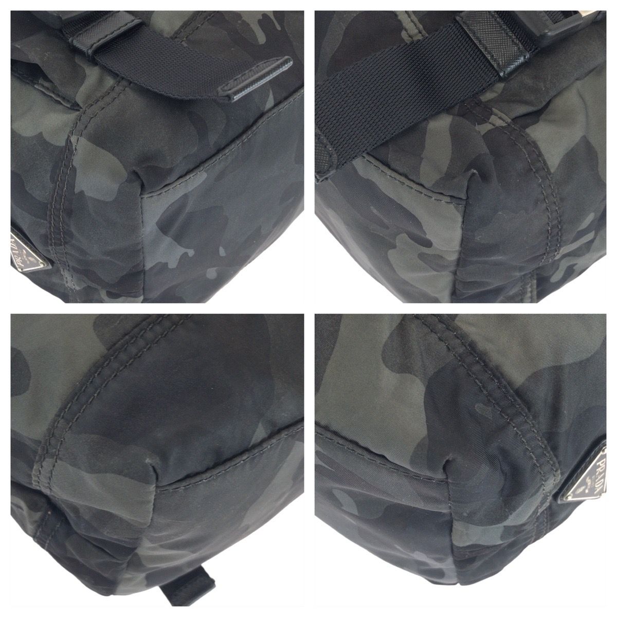 Prada Tessuto Khaki Black Nylon Leather Shoulder — view 3