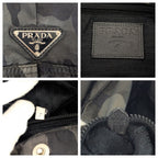 Prada Tessuto Khaki Black Nylon Leather Shoulder — view 4