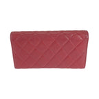 Chanel Quilted CC Logo Red Silver Caviar Leather Wallet — view 2
