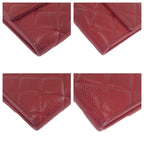 Chanel Quilted CC Logo Red Silver Caviar Leather Wallet — view 3