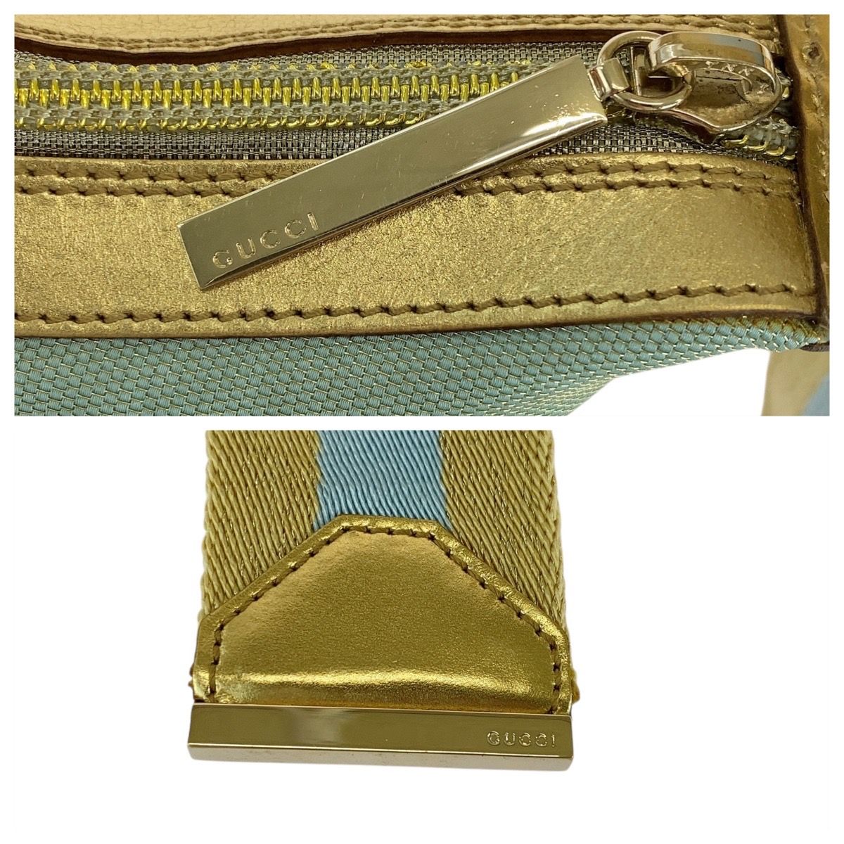 Gucci Sherry Line Green Gold Canvas 001 Hobo Shoulder — view 5