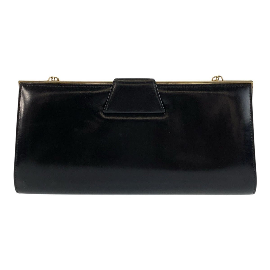 Gucci Vintage Black Gold Leather Chain Shoulder Bag Pochette — view 2