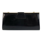 Gucci Vintage Black Gold Leather Chain Shoulder Bag Pochette — view 2