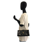 Gucci Vintage Black Gold Leather Chain Shoulder Bag Pochette — view 7