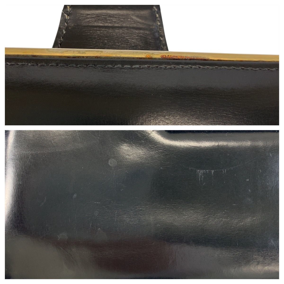 Gucci Vintage Black Gold Leather Chain Shoulder Bag Pochette — view 5